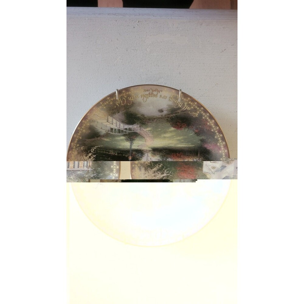 Thomas Kinkade Collector's Hometown Chapel Oval Porcelain Plate w/stand